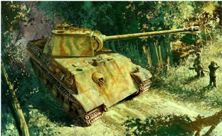 二战德国豹式坦克高清油画