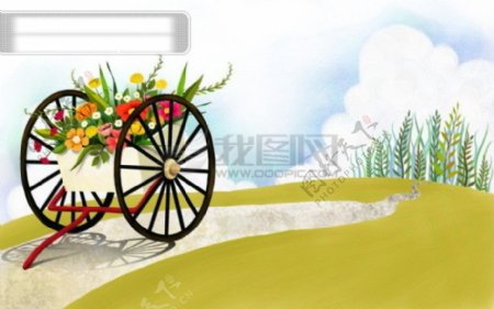 HanMaker韩国设计素材库背景卡通轮子花卉天空