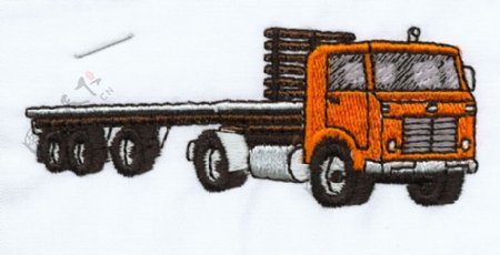 绣花卡车橙色棕色白色免费素材
