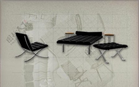 现代主义风格之家具组合3D模型组合020