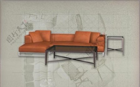 现代主义风格之家具组合3D模型组合018