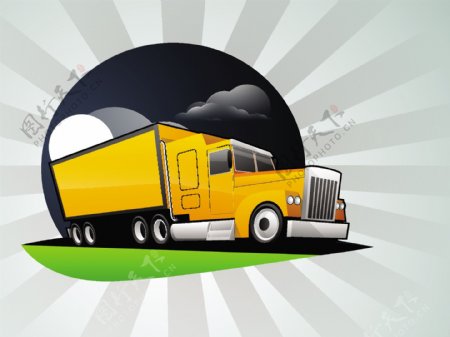 向量的运输卡车和吉普车经典装载机装载容器的插图