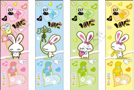 四套韩国可爱卡通兔子矢量图