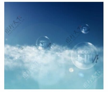 云端上的气泡展示LOGO效果模板