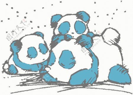 位图卡通动物熊猫可爱卡通青色免费素材