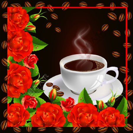 玫瑰花咖啡图片