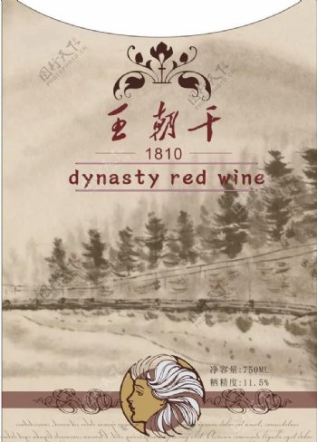 红葡萄酒标签图片