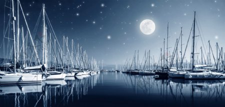 月夜码头高清图片