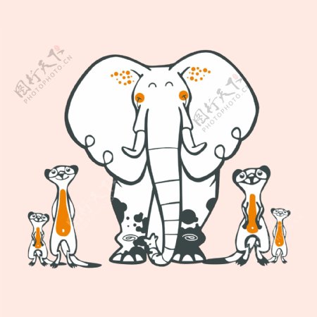 印花矢量图卡通卡通动物大象男童免费素材