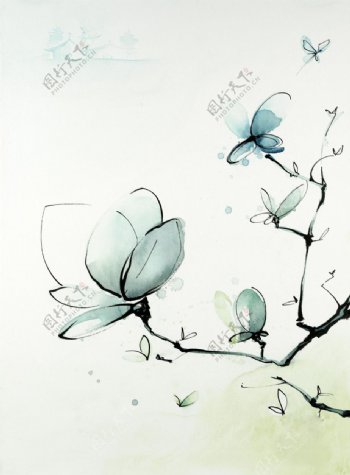 位图写意花卉艺术效果手绘水彩免费素材