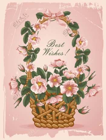 浪漫花卉卡片矢量设计模板