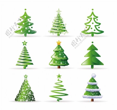 9摘要的圣诞树矢量图形