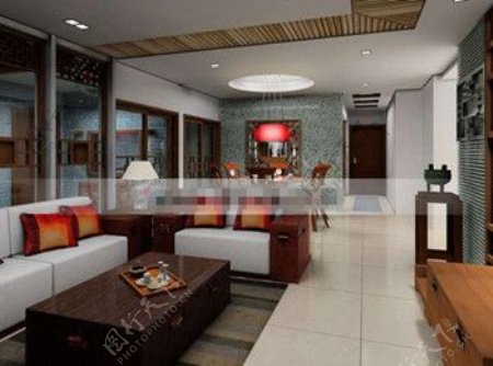 中国风格的漂亮的客厅