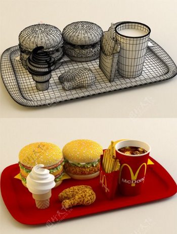 麦当劳餐盘食品模型