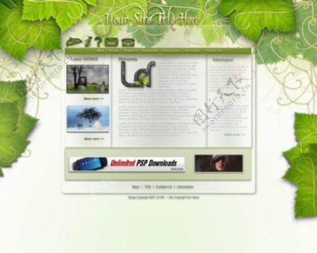 欧美绿色环保网页设计分层模