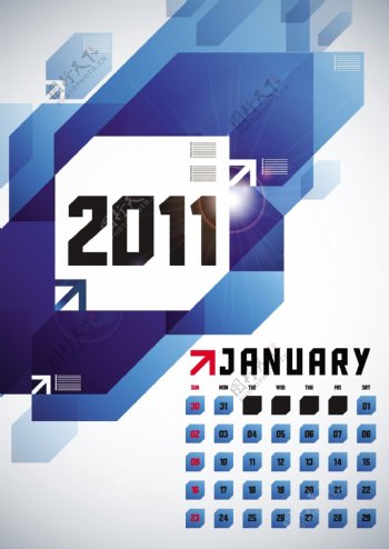 2011一月日历设计