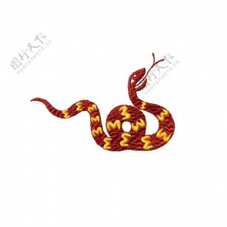 绣花动物十二生肖蛇免费素材