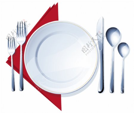 刀板的勺子和叉子在白色背景矢量