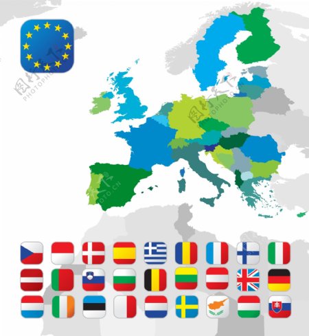 建立欧盟旗帜和标志设计矢量图03