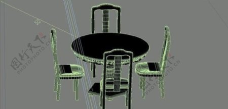 室内装饰家具桌椅组合473D模型