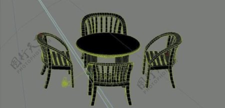室内装饰家具桌椅组合023D模型