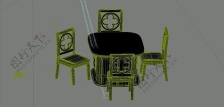 室内装饰家具桌椅组合503D模型
