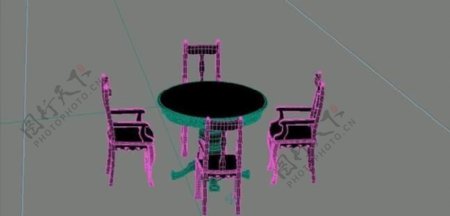 室内装饰家具桌椅组合143D模型