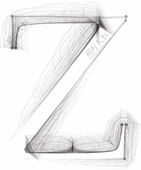 手绘字体字母Z矢量插画