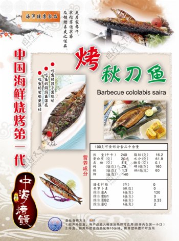 烤秋刀鱼图片