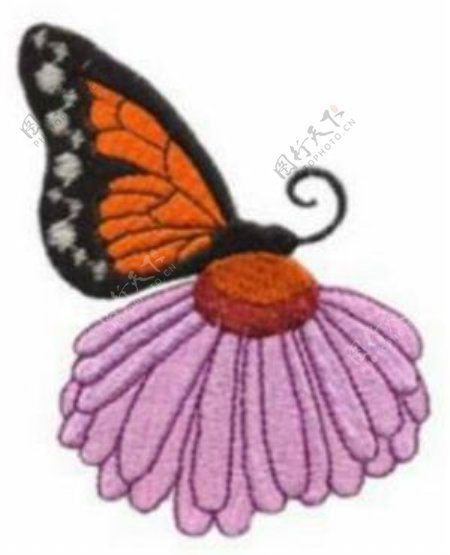 绣花动物蝴蝶植物色彩免费素材