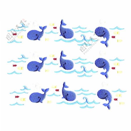 绣花花边动物海洋动物鲸鱼免费素材