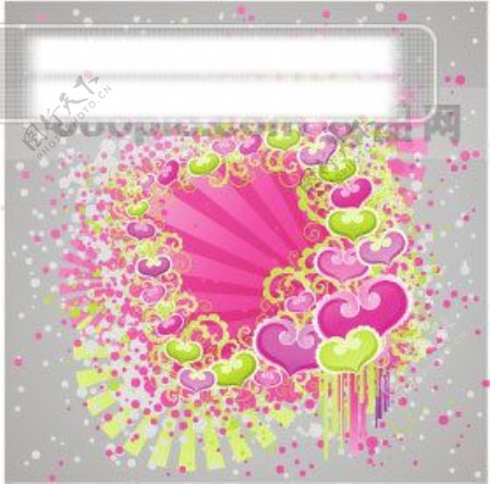 心形花卉2009年情人节心形设计矢量图