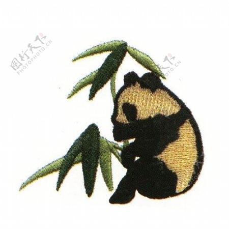 绣花动物色彩熊猫黑白色免费素材