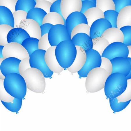 蓝白气球背景矢量素材