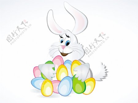 向量的复活节兔子和彩蛋的插图