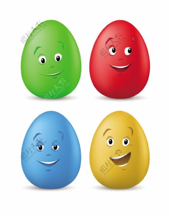 彩色蛋蛋表情矢量素材