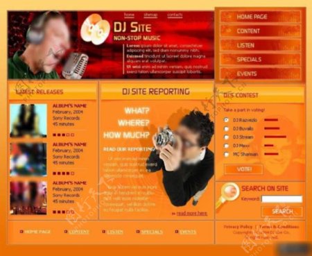 橙黄色DJ音乐网页模板