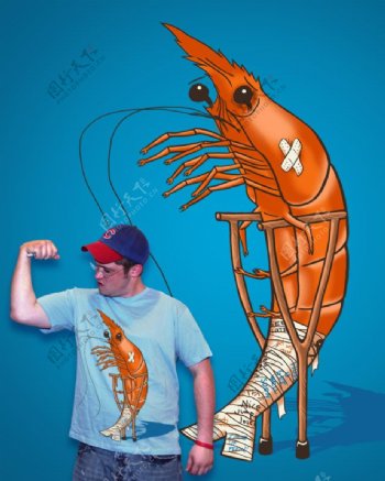 位图动物龙虾插画色彩免费素材