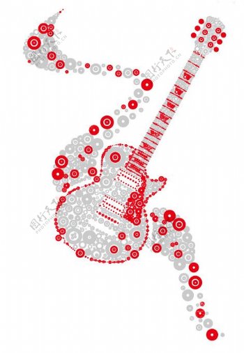 位图吉他色彩红色灰色免费素材