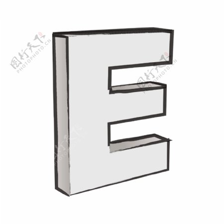 复古的3D字母E的文本向量
