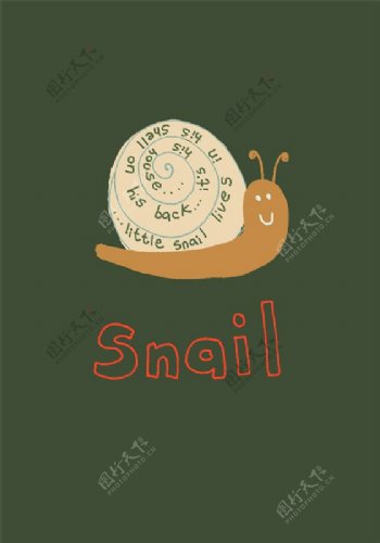 位图卡通动物蜗牛文字英文免费素材