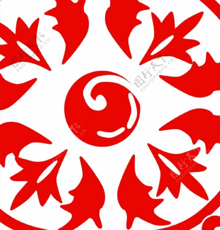 圆形红色古典花纹矢量图