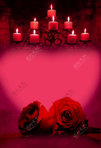 唯美烛光玫瑰浪漫情人节背景图片