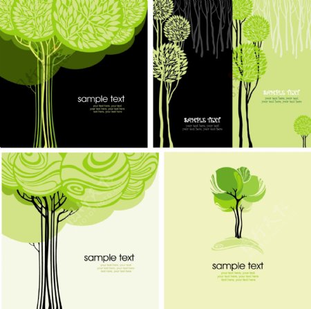 绿色树木矢量素材图片