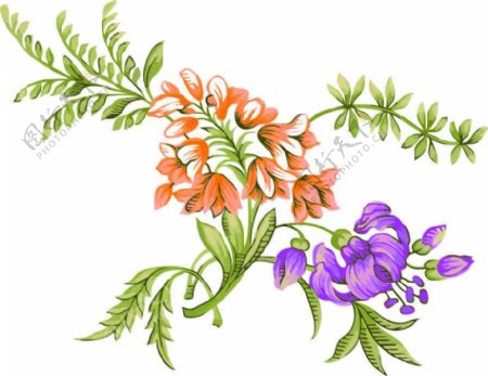 花卉底纹水彩手绘花卉矢量图