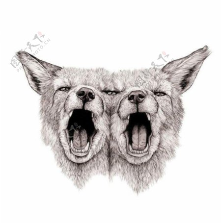 位图艺术效果手绘动物狼免费素材