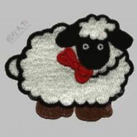 绣花动物羊色彩黑白色免费素材