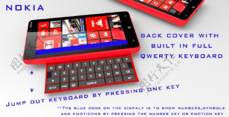 诺基亚Lumia820后盖与内置的QWERTY键盘