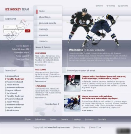 冰球队俱乐部网页模板