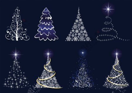 闪闪发光的抽象的圣诞树矢量